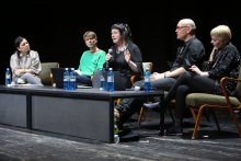 Geraldine Juárez, Kristoffer Gansing, Rosa Menkman, Jussi Parikka, and Nora O Murchú during the End to End Closing Discussion
